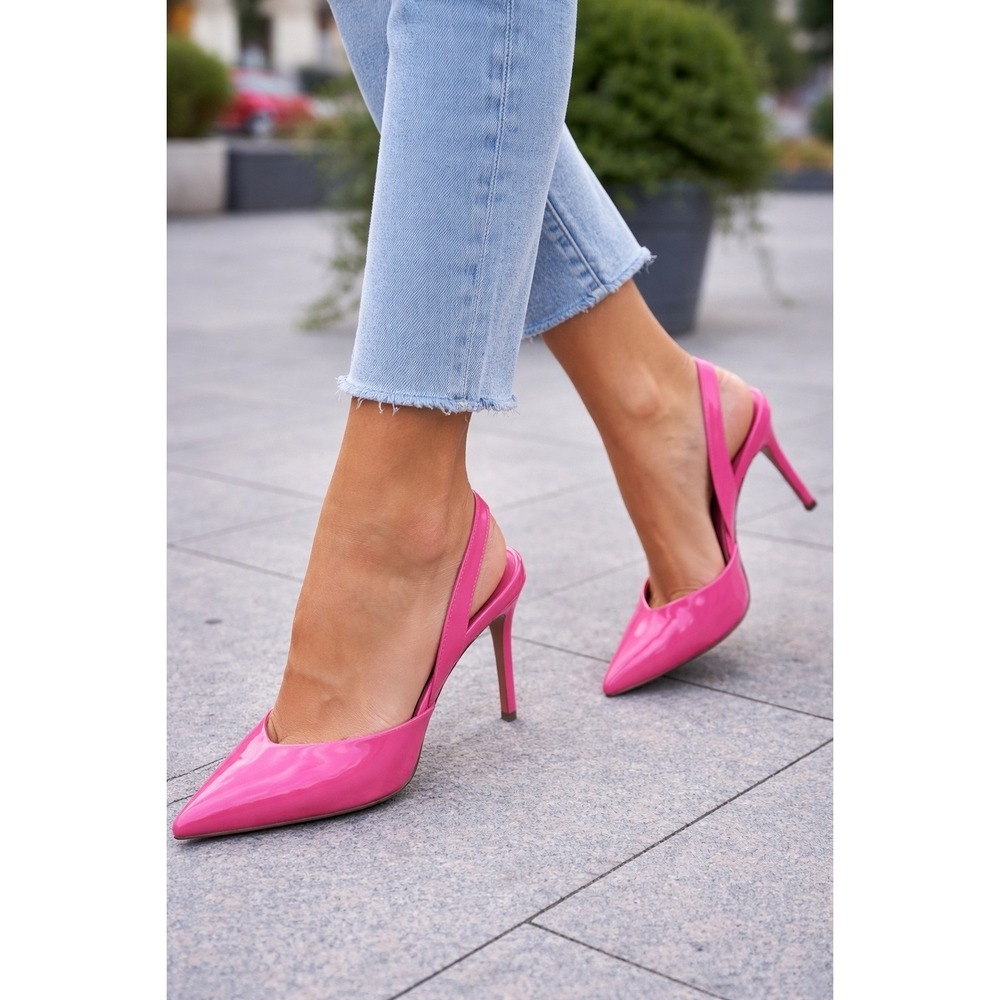 Marc Fisher Hot Pink Patent Slingback Heels | Pointed‎ Toe Size 9